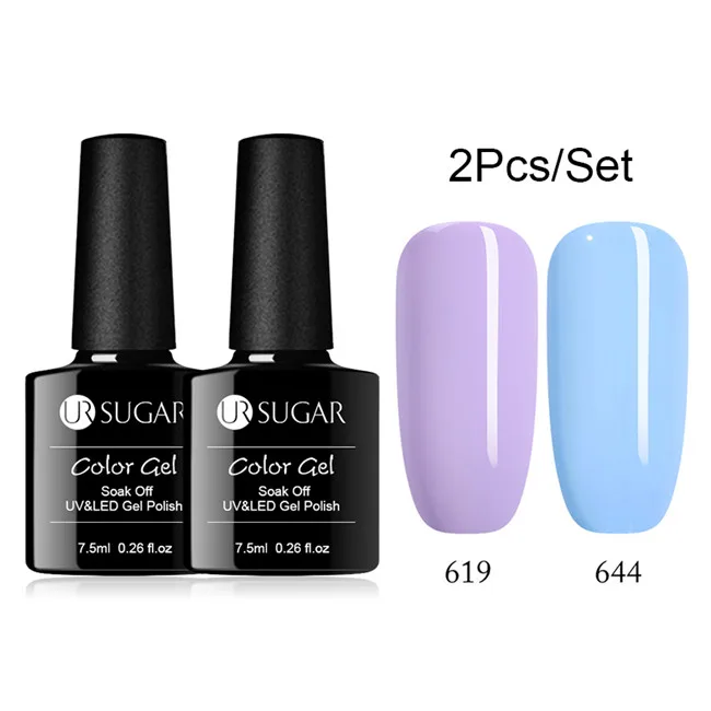2pcs set18 Ur Sugar 2/4 шт. Розовый Блестящий Гель-лак для ногтей замочить от УФ-светодиодный длительный гель лак для ногтей Лаки маникюрный лак набор украшений - Цвет: 2pcs set18