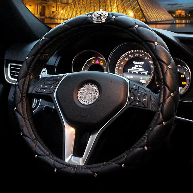 Чехлы для руля автомобиля из хрустальной кожи женские и мужские модные чехлы