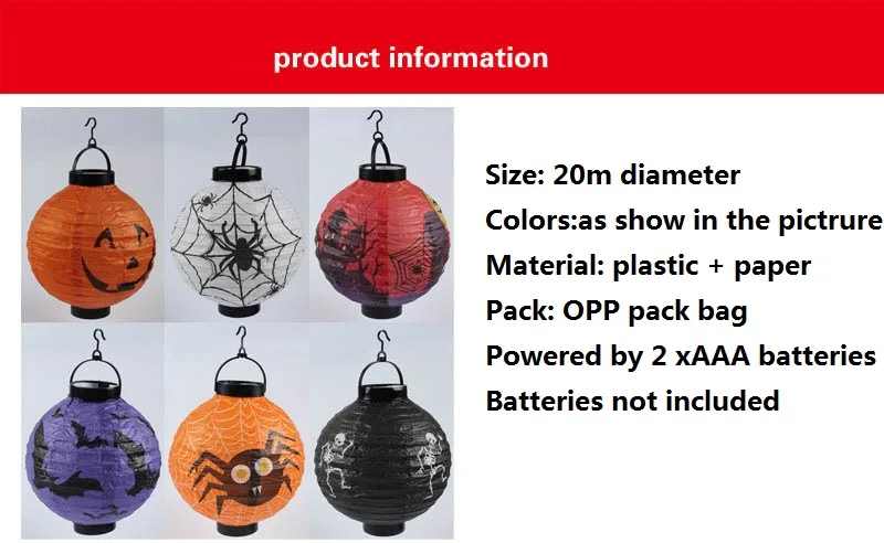 

Halloween Paper Lanterns Led Lights Pumpkin Bat Spider Skull Horror Lantern For Bar Home Halloween Party Decor
