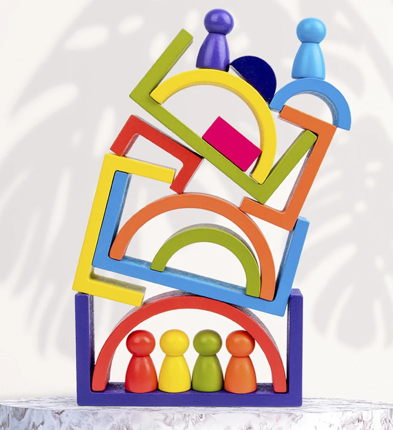 

Montessori Arch Pretend Play People Figures for Kids Wooden Toys Gifts Game Baby Toys Baby Wooden Rainbow Friends Peg Dolls Toys