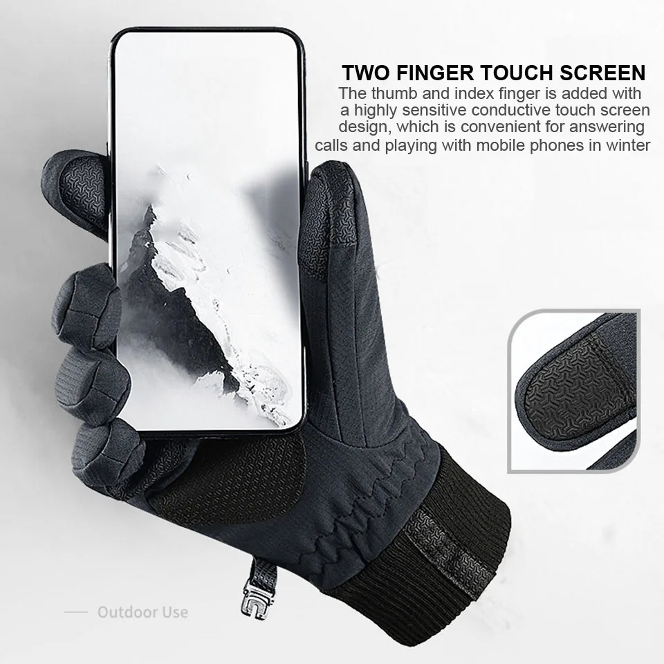 Лыжные перчатки для сенсорного экрана зимние ветрозащитные Нескользящие