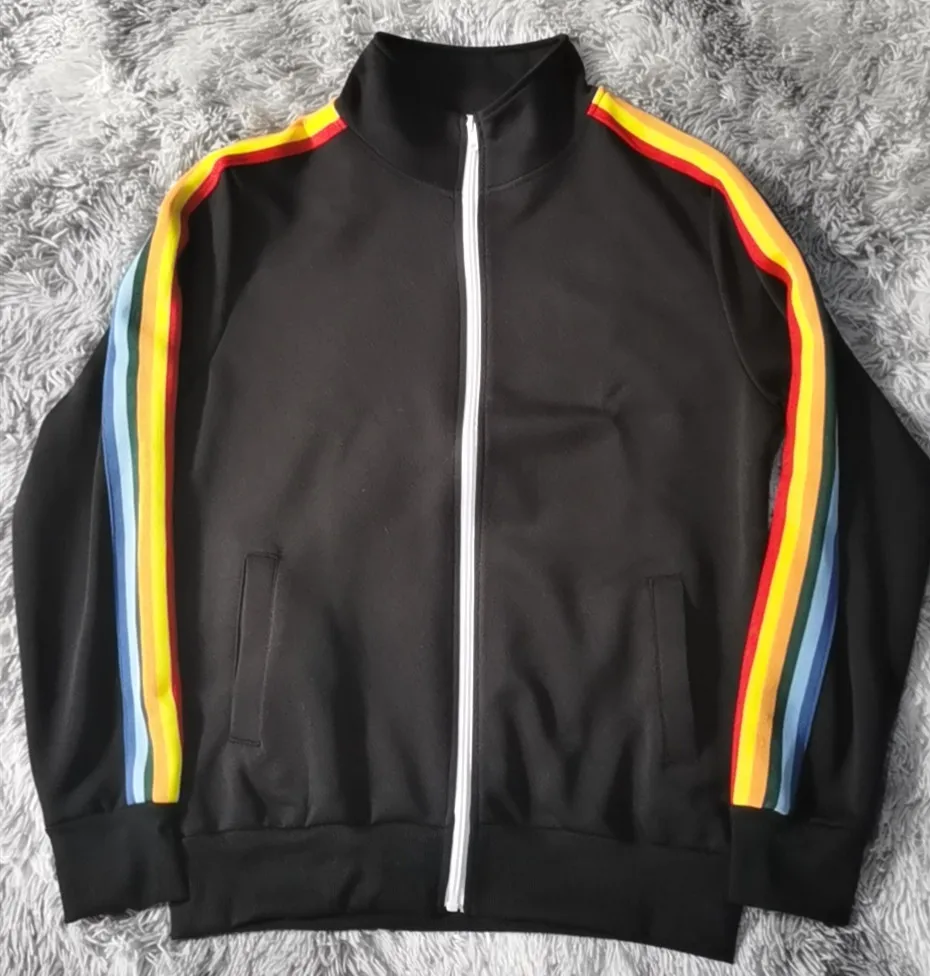 

Men's Striped Jacket Couple Casual Loose Sports Jacket European American Style 2021 Fall New Jacket