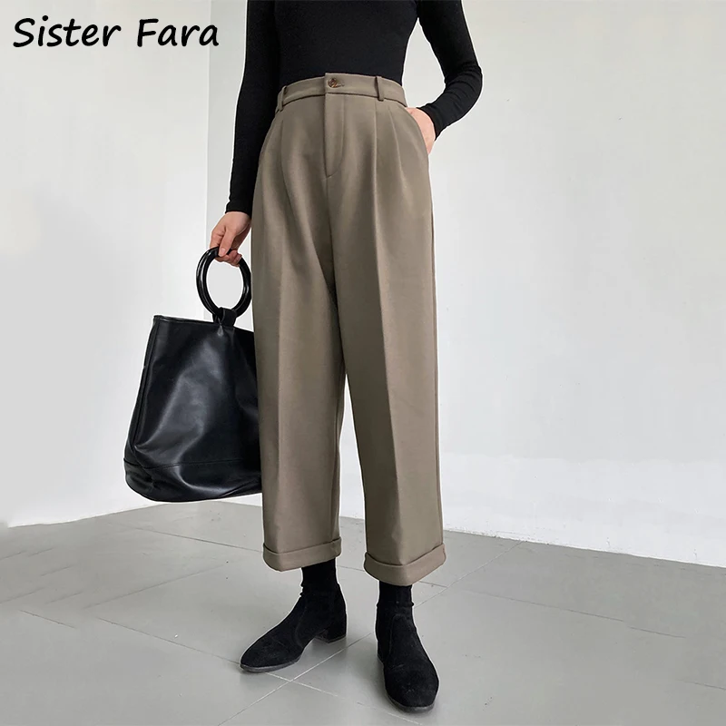 Женские бархатные брюки Sister Fara утепленные свободные с высокой талией