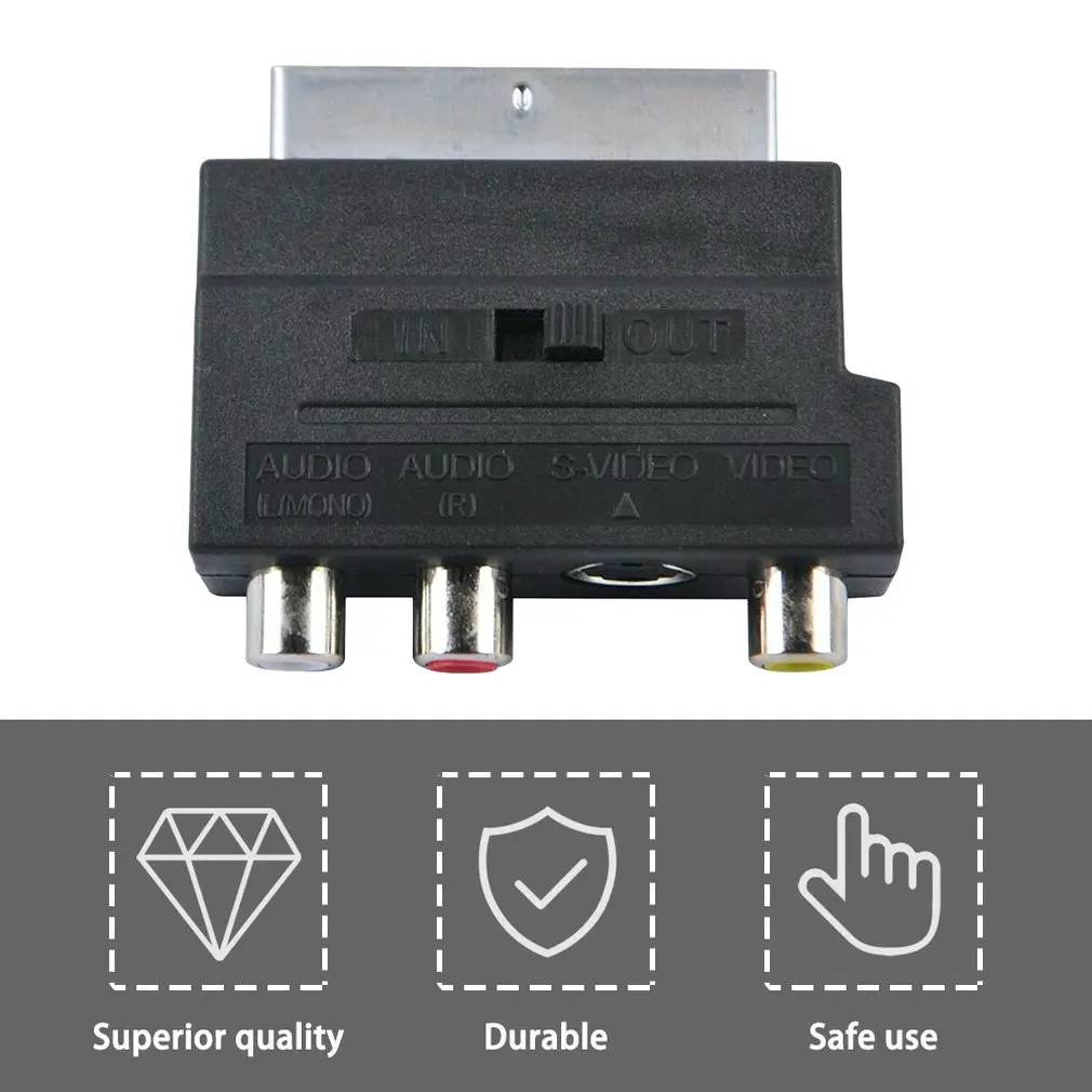 Адаптер Scart AV-блок на 3 RCA Phono Composite S-Video с переключателем in/out адаптер AV блок для