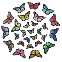 27 pcslot cartoons butterfly series for ironing embroidered patches for clothe hat jeans sticker heat transfer diy patch badge