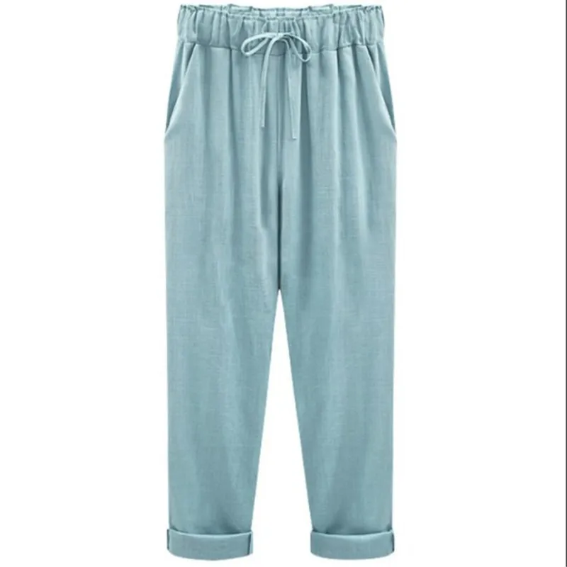 Женские свободные штаны шаровары эластичная талия длина по щиколотку хлопковые