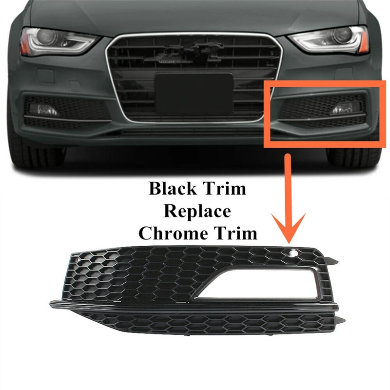 

Right & Left Side Bumper Fog Lamp Grill Grille Grid for A4 S4 S-Line 2013-2016 8K0807681 8K0807682M