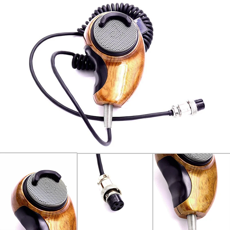 Портативный динамик/микрофон шумоподавляющий микрофон для Cobra Uniden CB-Radio деревянный зернистый микро-телефон в автомобиле или в другом помещении на открытом воздухе