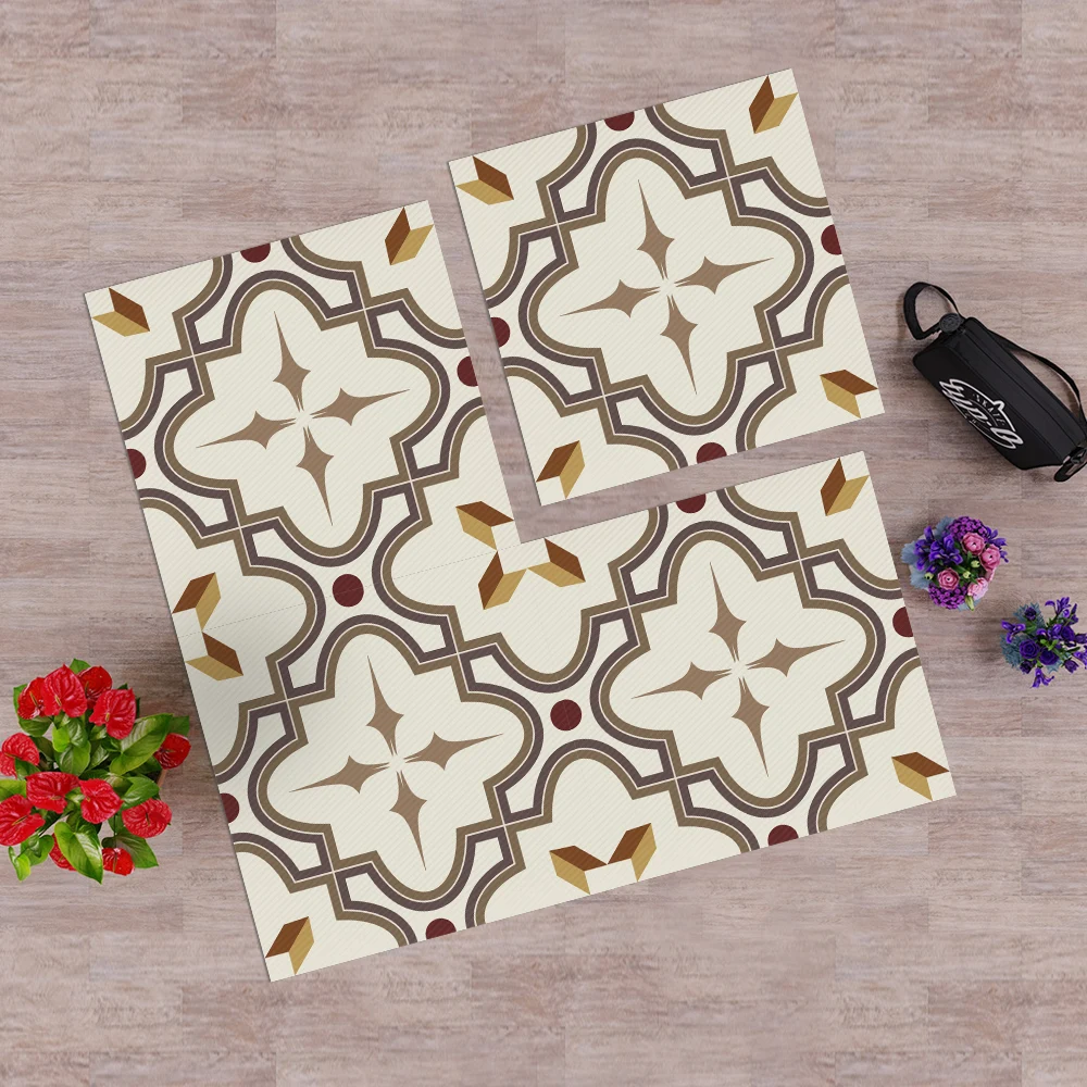 Бежевые наклейки на пол для кухни ванной комнаты маслостойкие водонепроницаемые