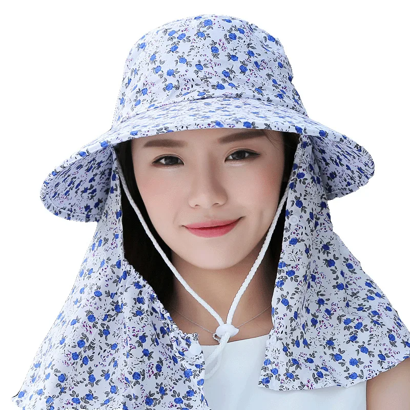 

Women Face Neck Omnibearing Protection Bucket Hat Outdoor Cycling Wide Brim Sun Hats Travel Foldable Anti-UV Shading Cap Sunhat