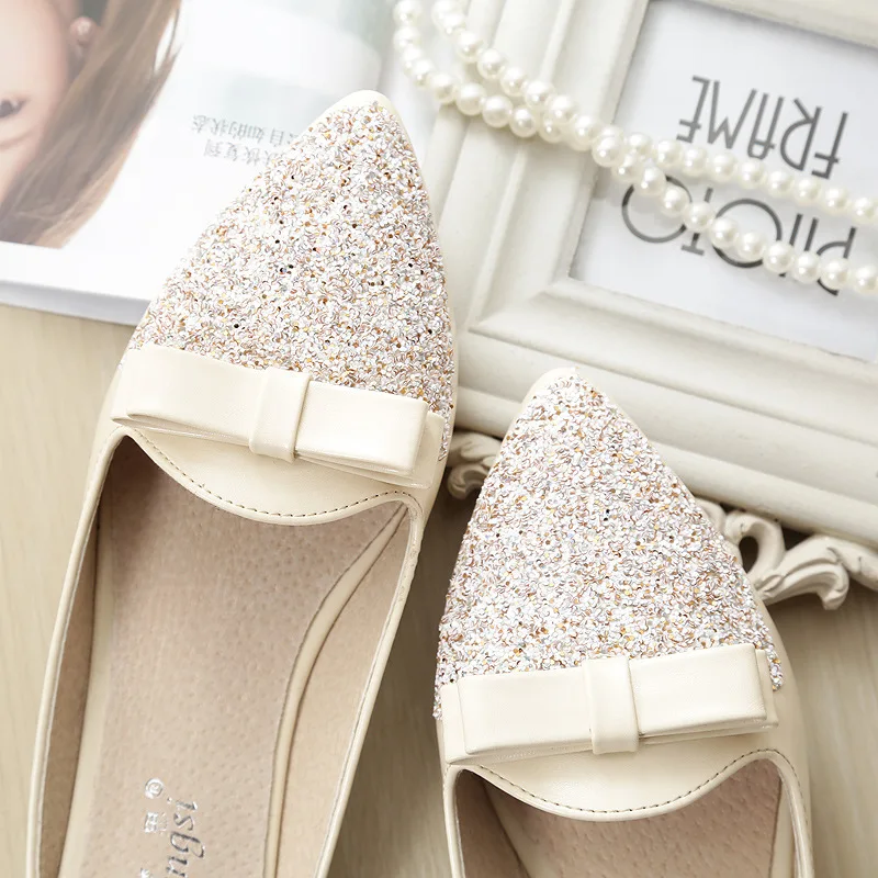 Шлепанцы женские с блестками и бантом уличные сандалии элегантный стиль удобные