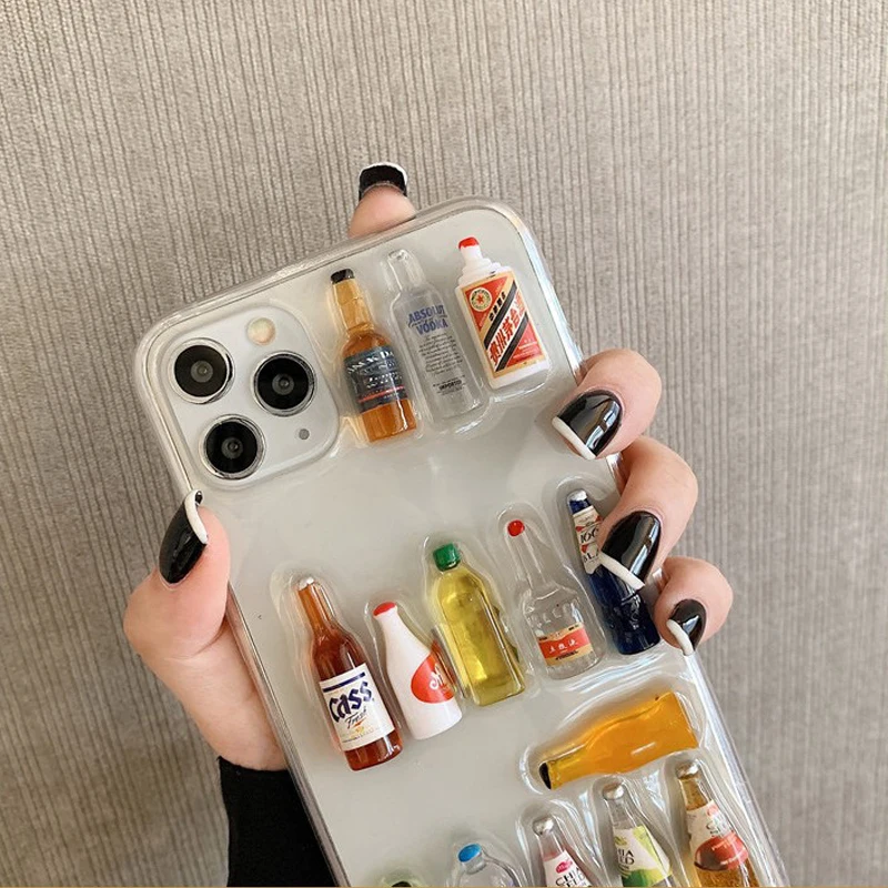 

three-dimensional winebottle originality Phone Cases For iPhone11Pro Max 11 Pro XR XS MAX 8 X 7 6S 6 Plus SE Soft TPU back cover