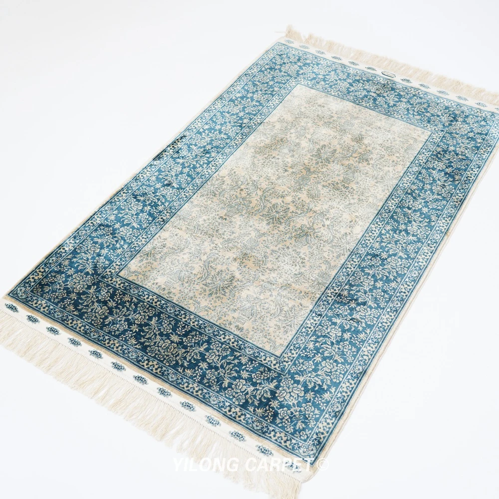 2 5 'x 4' персидский шелковый ковер синий элегантный турецкий Тебризский (YWX201A) |