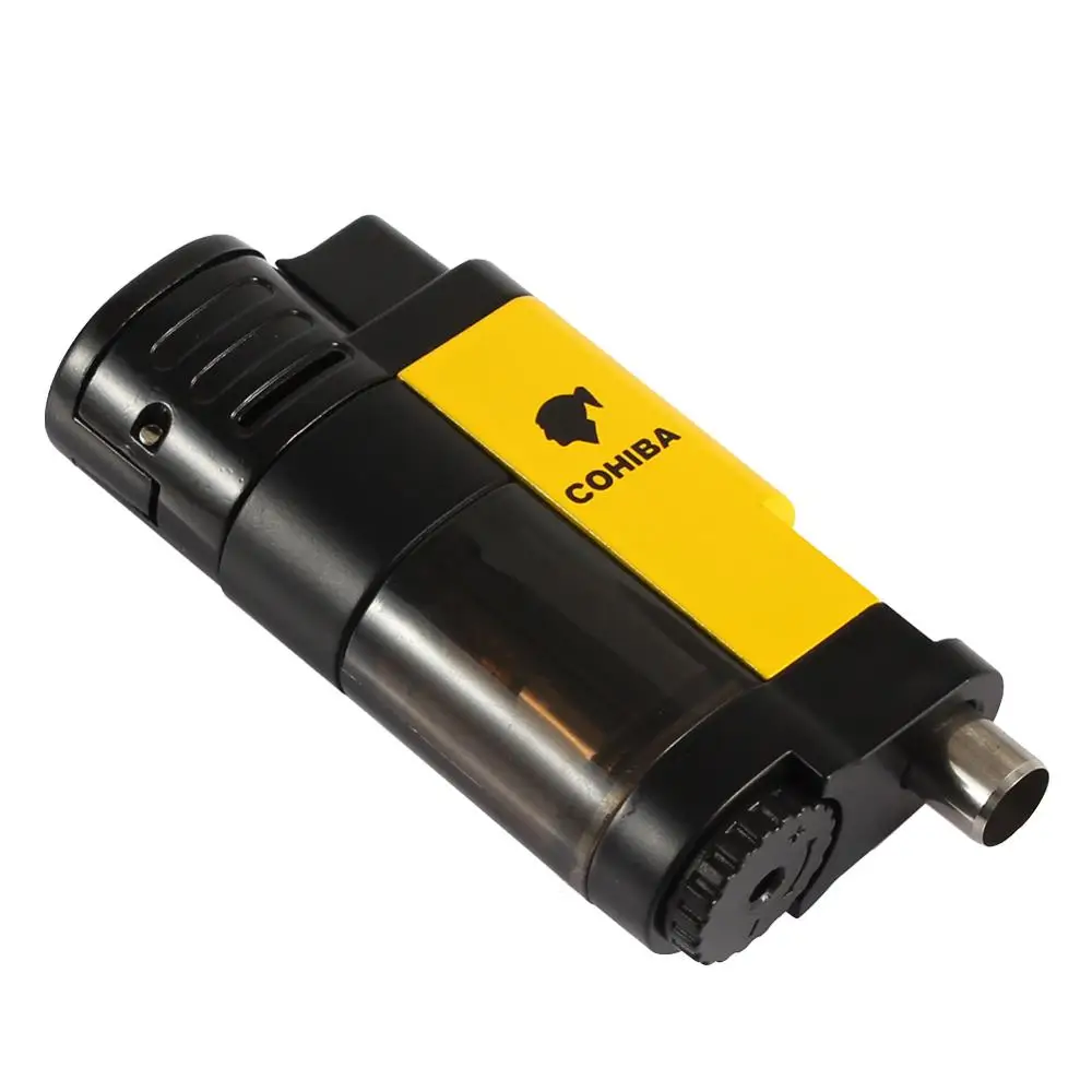Зажигалка COHIBA для сигар газовая заправка ветрозащитная портативная 4-струйная