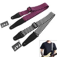adjustable nylon guitar strap with tartan design 2 colors optional for acoustic folk electric guitar electric bass