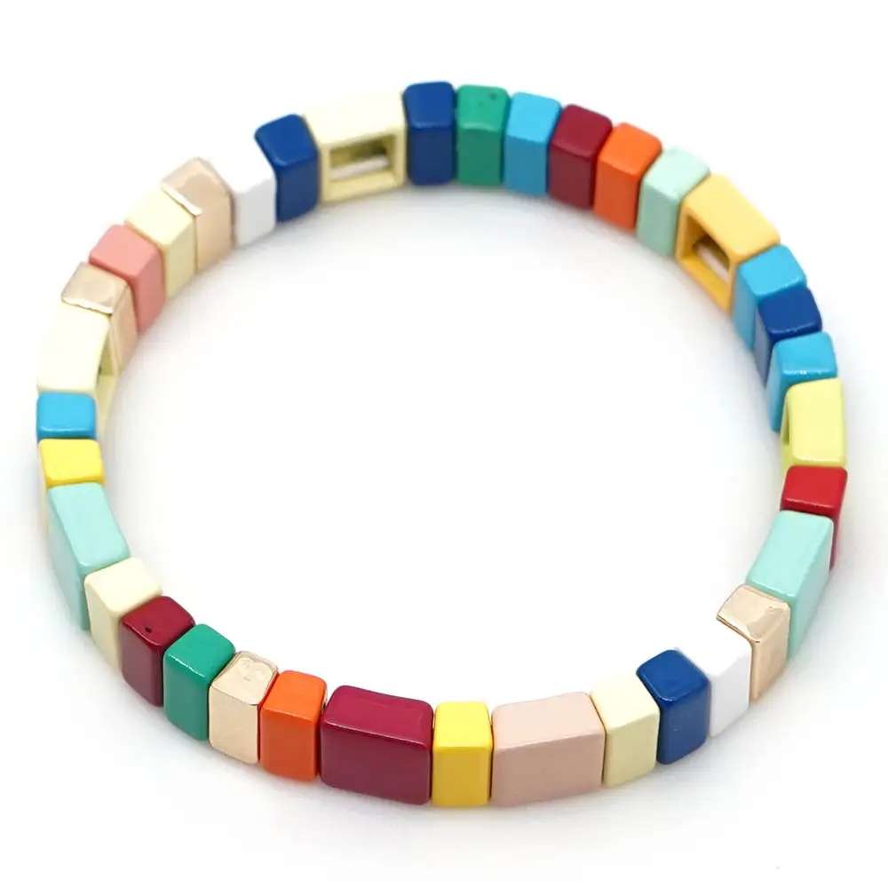 Shinus Pulseras Mujer Moda радужные эмалированные плитки браслеты для женщин браслет богемные красочные Bileklik летние модные ювелирные изделия