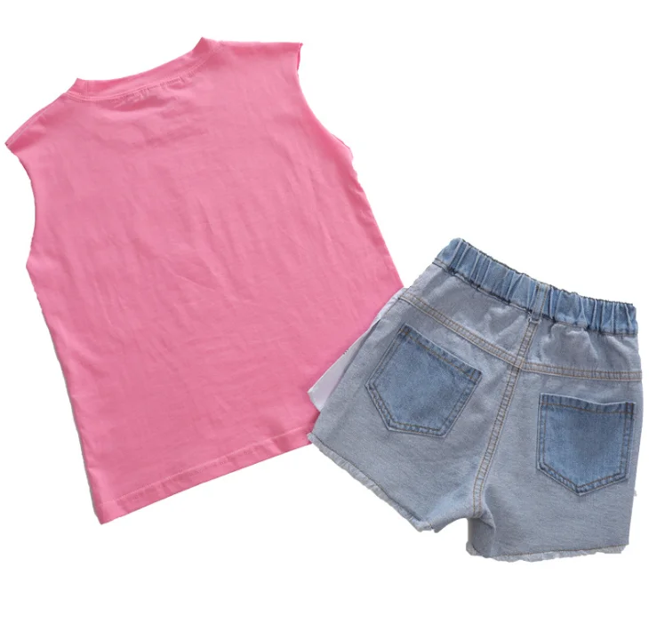 Летняя одежда для девочек с героями мультфильмов Розовая футболка Топы