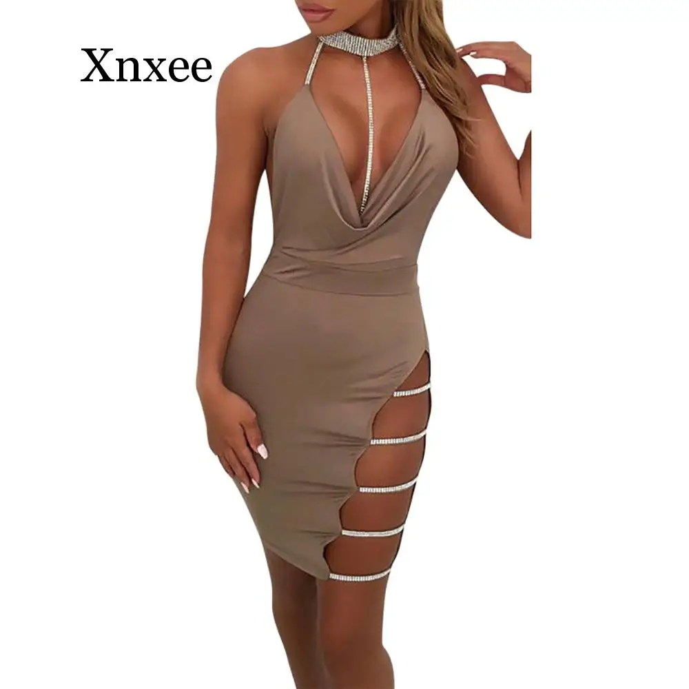 

Женское платье с глубоким V-образным вырезом, открытой спиной, без рукавов