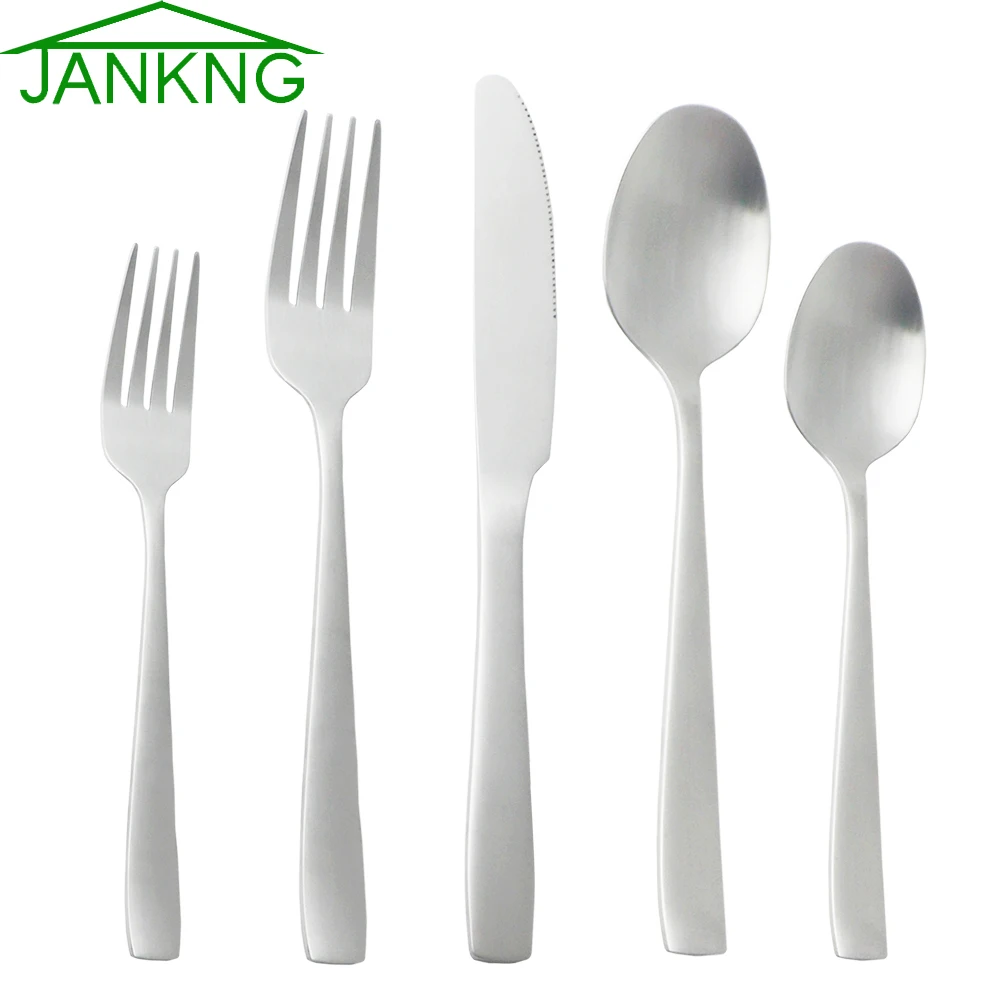 

Silver Stainless Steel Dinnerware Set Knife Spoon Fork Tableware Set Kitchen Flatware Set Matte Cutlery Set Dishwasher safe