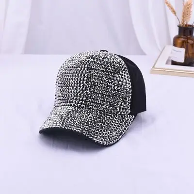 

2019 Rhinestones luxury pearl Sequins Baseball Cap For Women Summer Cotton Hat Girls Snapback Hip hop hat Gorras Casquette Bones