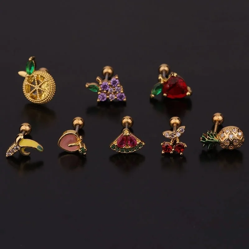 1PC 20G CZ Cartilage Stud Earrings for Women Banana Shape Helix Tragus Ear Piercing Jewelry | Украшения и аксессуары