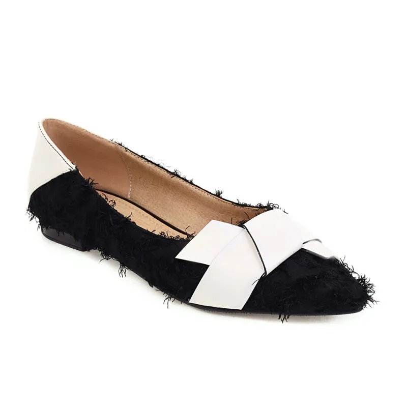 Туфли женские с острым носком плоская подошва летняя модная обувь большие