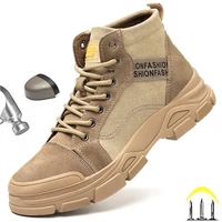 2022 new mens lightweight canvas safety shoes waterproof men work boots for men anti piercing and anti smashing work sneakers