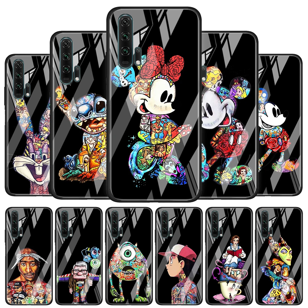 

Mickey Tattoo Cartoon for Honor 30 20 10 9X Pro Plus Lite 8X Huawei Y8P Y6P Y5P Y9 Y7 Y6 2019 Tempered Glass Phone Case