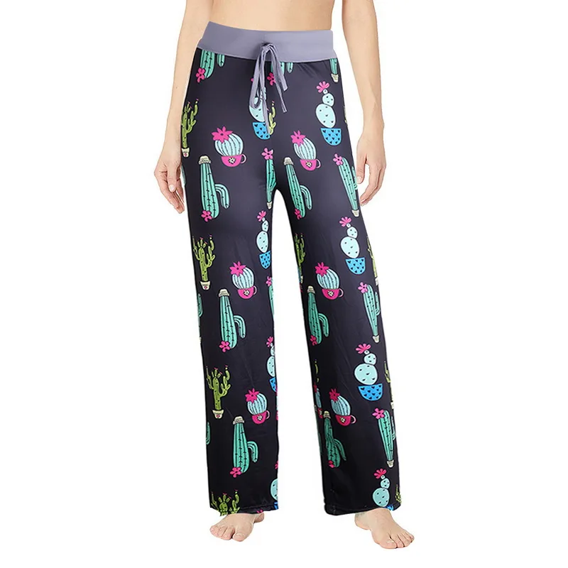 2020 женские широкие штаны для йоги повседневные с принтом спортзала тренировок