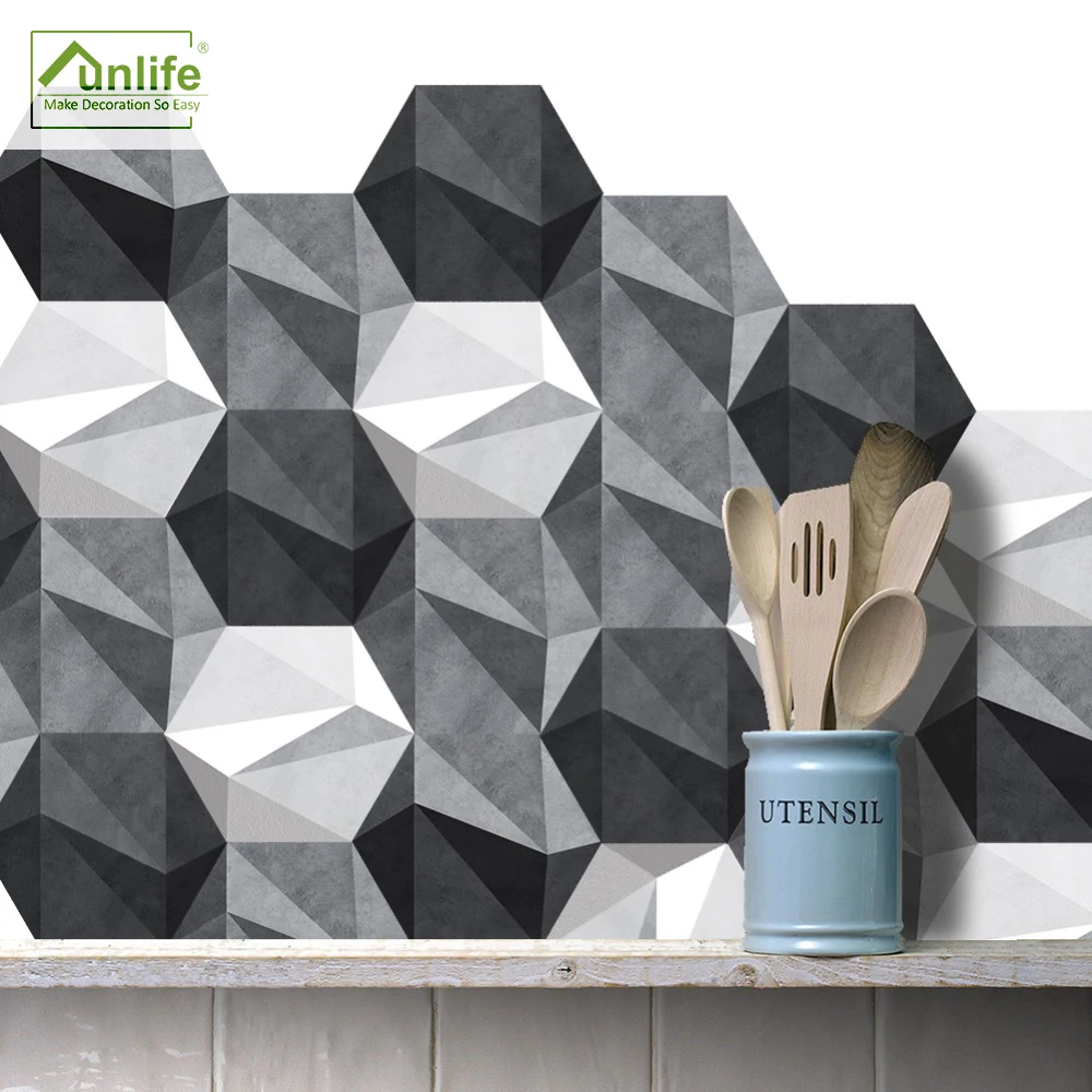 Наклейка на пол Funlife нескользящая самоклеящаяся черно белая серая абстрактная