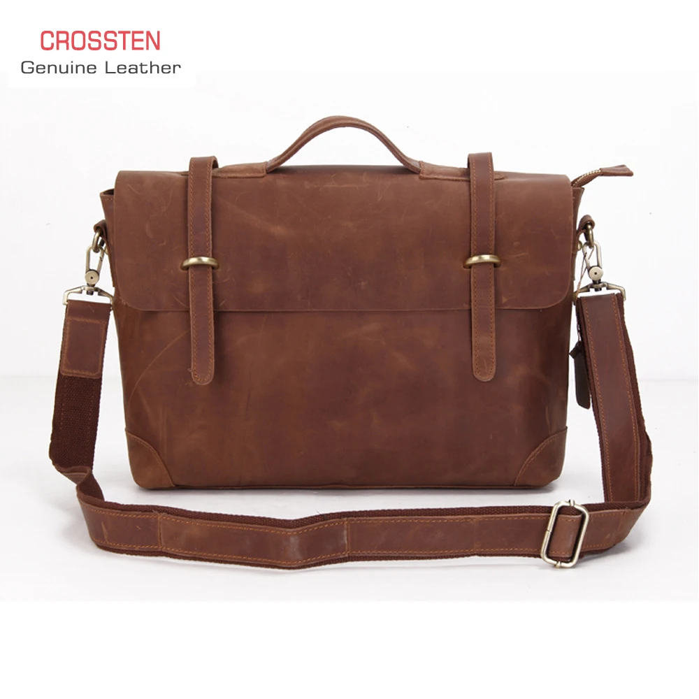 Мужской портфель из 100% натуральной кожи в стиле ретро сумка-мессенджер Крейзи