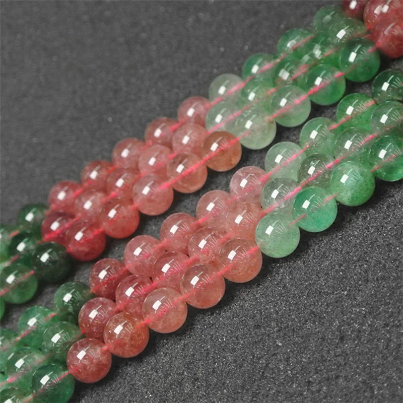 

8-12mm Natural smooth Strawberry Crystal round Stone Beads For DIY necklace bracelet jewelry making 15 "free delivery