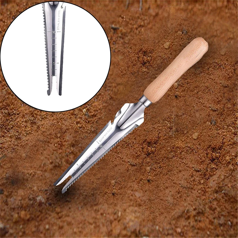 

Stainless Steel Lawn Mower with Wooden Handle. Gardening Weeding Blade with Ergonomic Handle for Planting and Weeding NEW