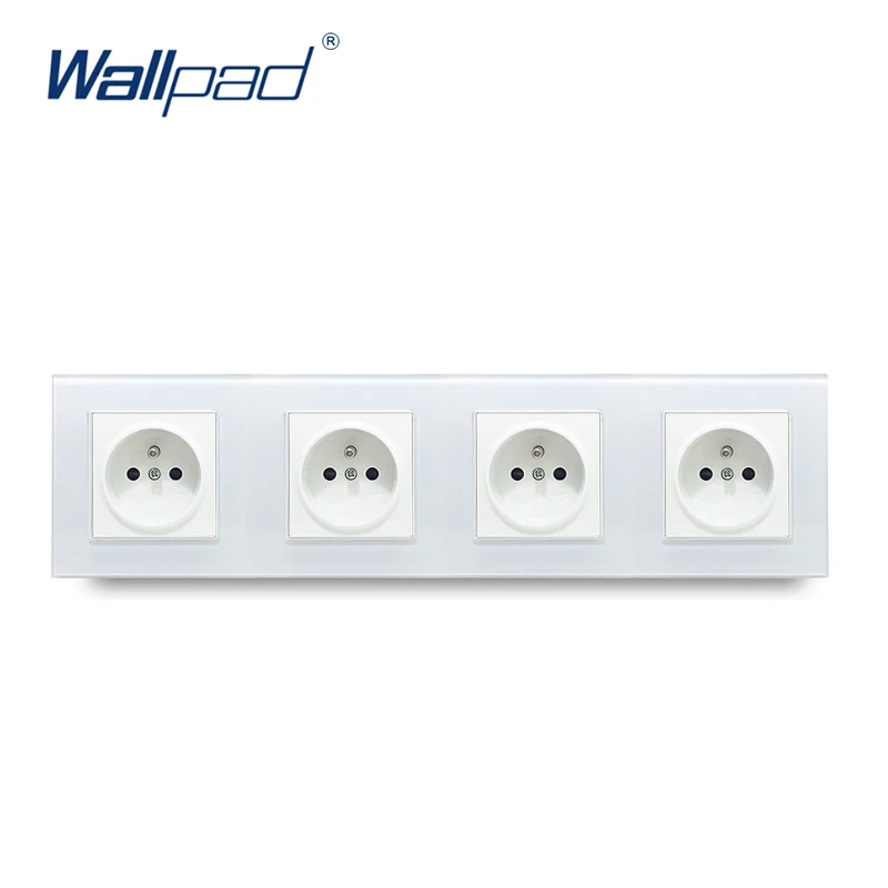 4 French Socket 5 Frame французская розетка Wallpad с украшением в виде кристаллов закаленное белый Стекло Панель 16A ЕС 110 V-240 V 5 французские розетки 430*86 мм Размеры - Тип: 4 French Socket