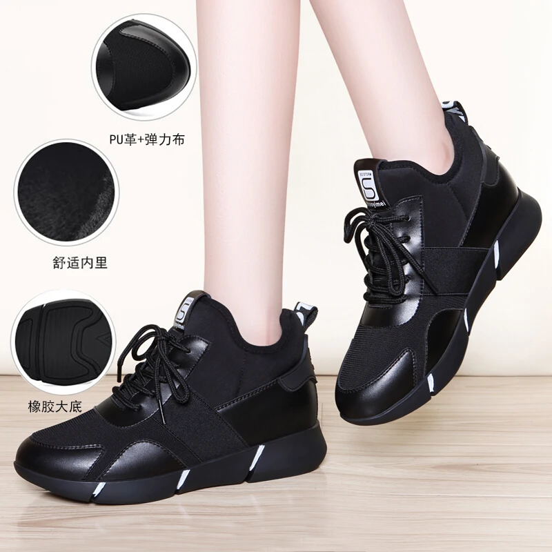 

Women Vulcanize Shoes Fashion Breathable Flat Autumn Ladies Lace Up Stretch Fabric Platform Casual Shoes Female Sneakers Woman