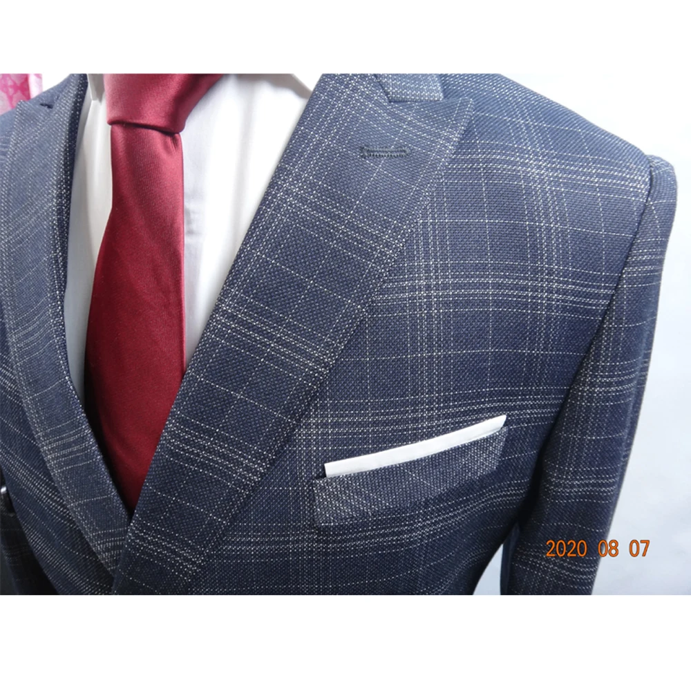 (Blazer+Pants) Luxury Men Suit 2 Piece Set Fashion Boutique Lattice Groom Wedding Dress Men's Tuxedo Banquet Club | Мужская одежда