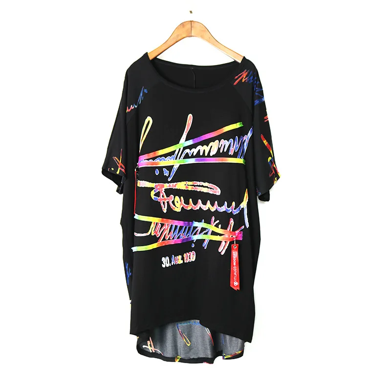 

Print Pattern T Shirt Fashion New Women Irregular Pullover Small Fresh 2021 Summer Patchwork Elegant Loose Tee