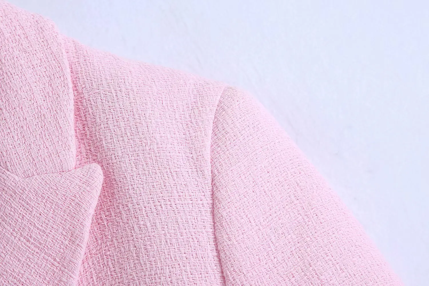 

Sweet Double Breasted Pink Short Blazer women Tweed blazer Vintage short sleeve crop top Outerwear Chic Tops