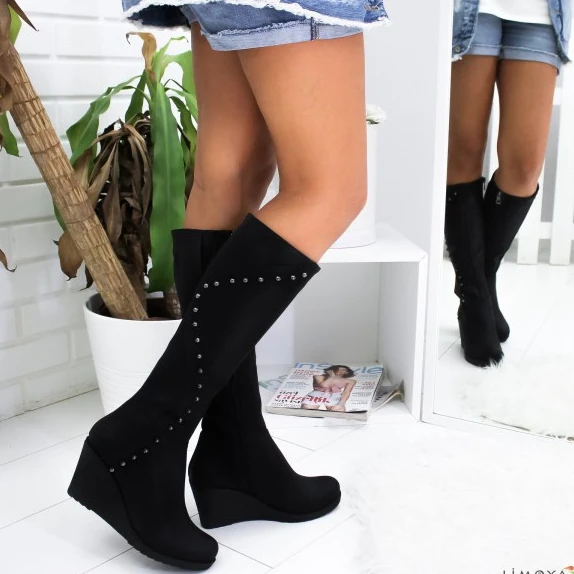 Сапоги на молнии женские сапоги до колена платформе и высоком каблуке с