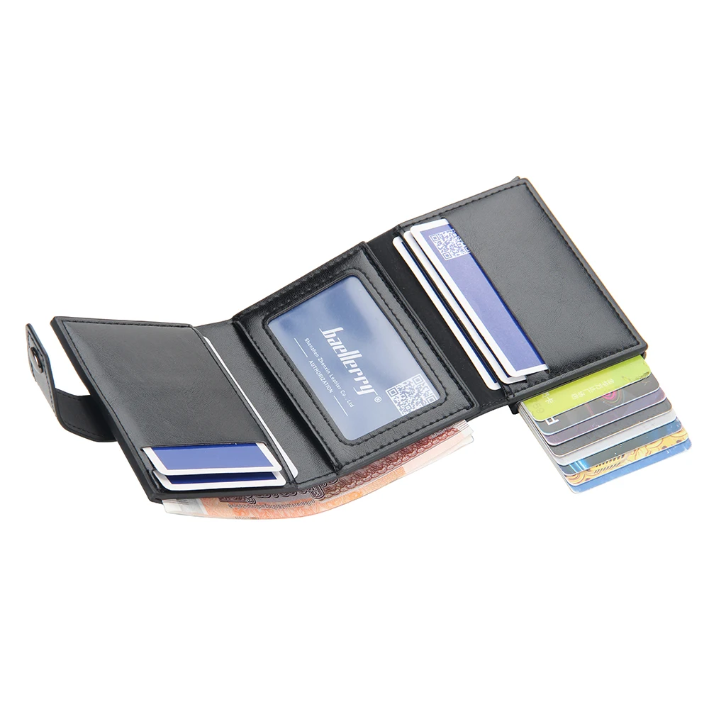 New RFID Blocking Protection Men Wallet ID Credit Card Holder Leather Metal Aluminum Business Bank Cardholder Purse | Багаж и сумки