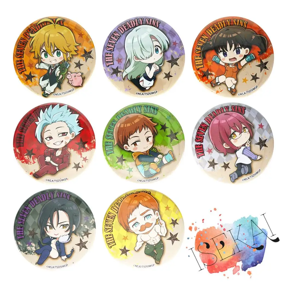 Металлическая брошь в виде семь смертных грехов значок аниме мелиодас бан Кинг гоутер Элизабет лионы Диана нананацу нет тайзай