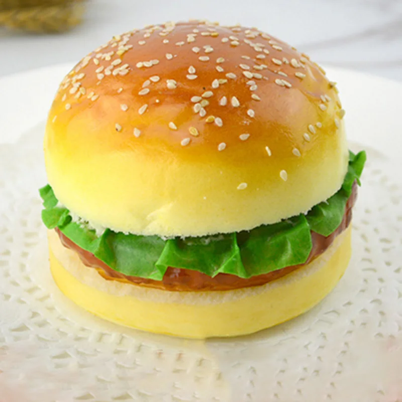 

Soft Simulation Cakes Model Artificial Foods Fake For Shop Home Dining Table Decoration PU Mini Bread Kitchen Hamburger