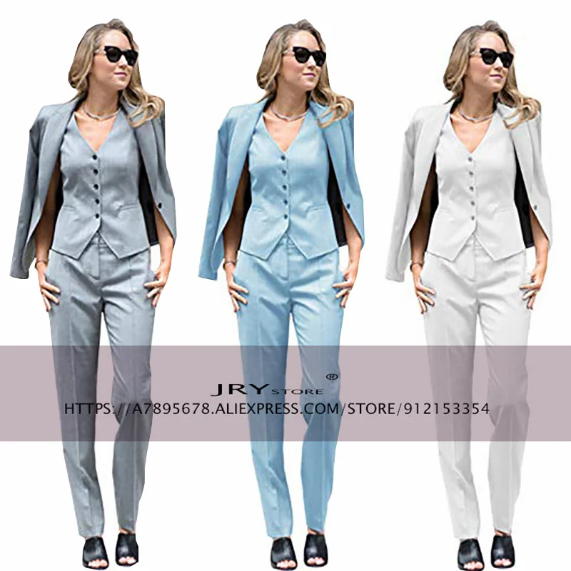 Women's 3-Piece Business Office Work Wear Slim Fit Jacket Women's Pants Suit Blazer + Pants + Vest спортивный костюм женск