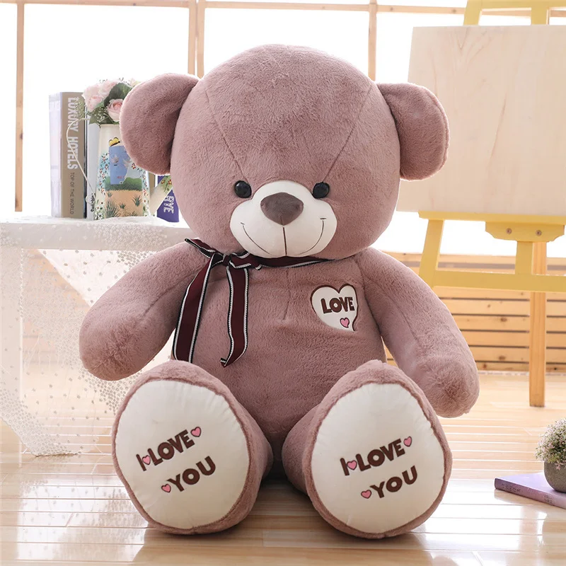 1 шт. большой плюшевый мишка I Love You, большая плюшевая игрушка, галстук-бабочка, плюшевый мишка, мягкий подарок на день Святого Валентина, День рождения, девочки, Brinquedos
