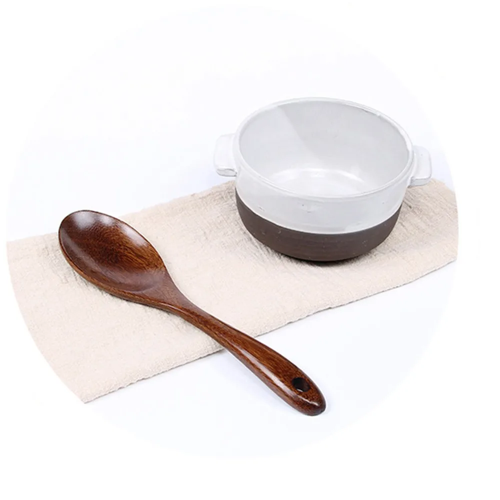 1 PC Wooden Rice Spoon Slotted Spatula Spoon Cutlery Suit Natural Wood Children's Healthy Dinnerware For Kitchen Supplies