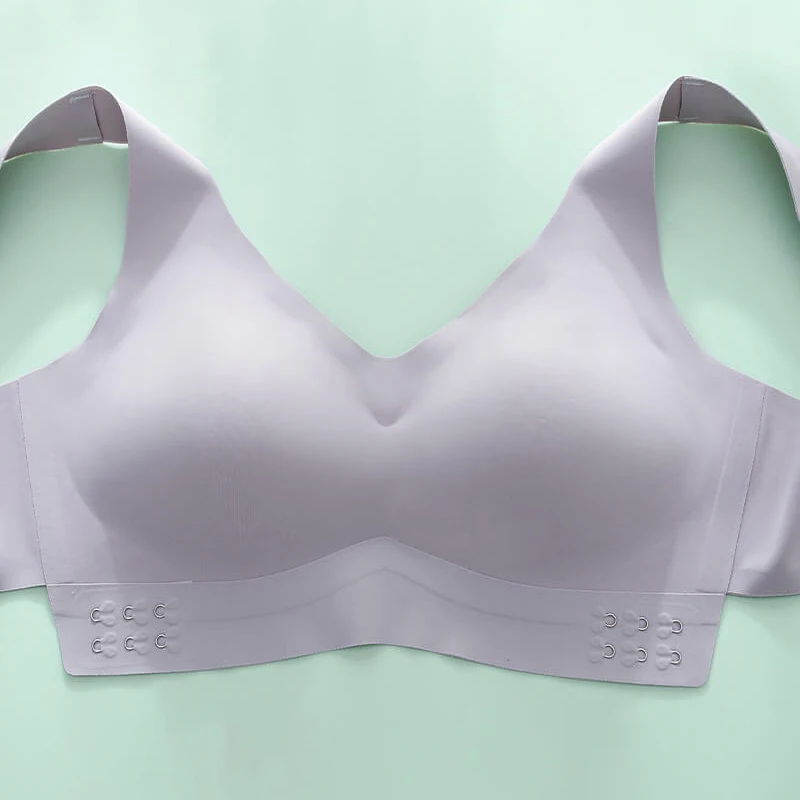 Asha&Vicki Seamless No Steel Ring Latex Cup Cross Front Buckle Maintenance Underwear Women Bra Gather Up Support Correction