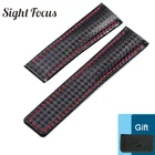 Ремешок из углеродного волокна для часов, 19 мм 20 мм 22 мм, с красной строчкой для часов Samsung Gear S3