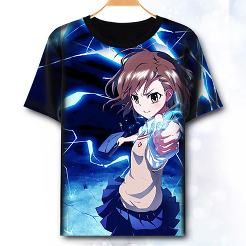 

Toaru Kagaku no Railgun T-shirt Misaka Mikoto T-shirt Anime Cosplay costume Fashion Men Tops Tees