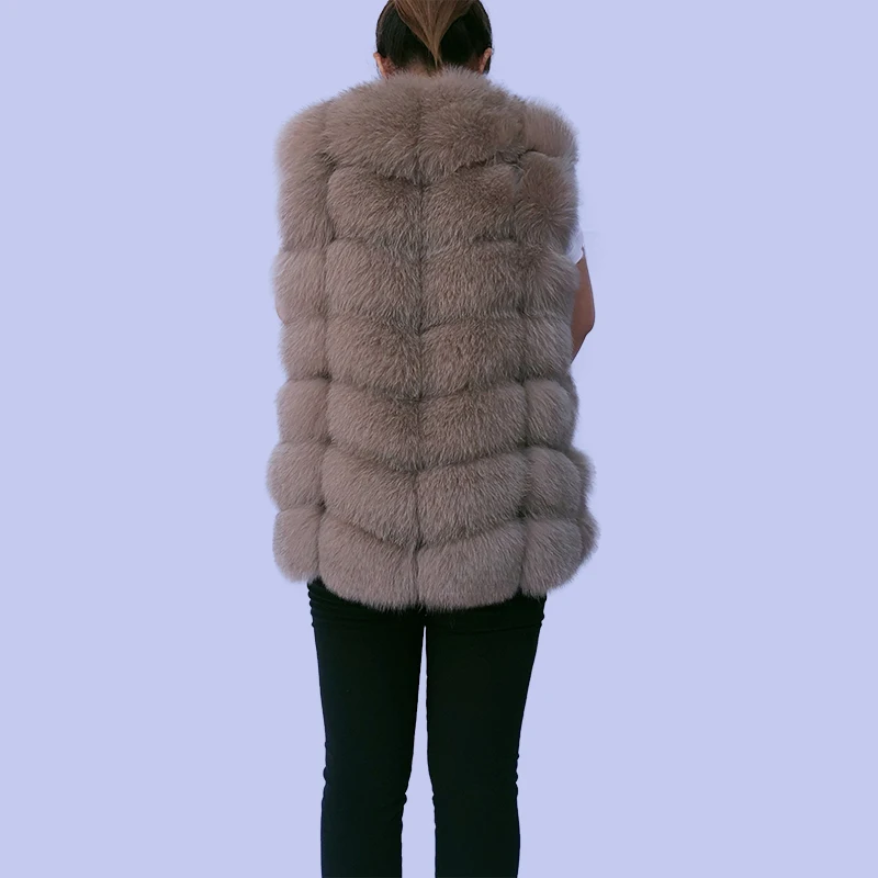 Женский Осенний меховой жилет безрукавка из натурального Лисьего меха шуба