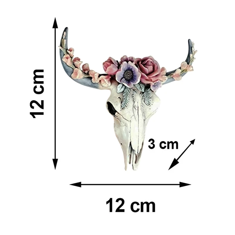 

Succulent Flower Cow Skull Wall Decor Nursery Decor Resin Ornament with Hanging Hole Bull Head Pendant Home Decoration